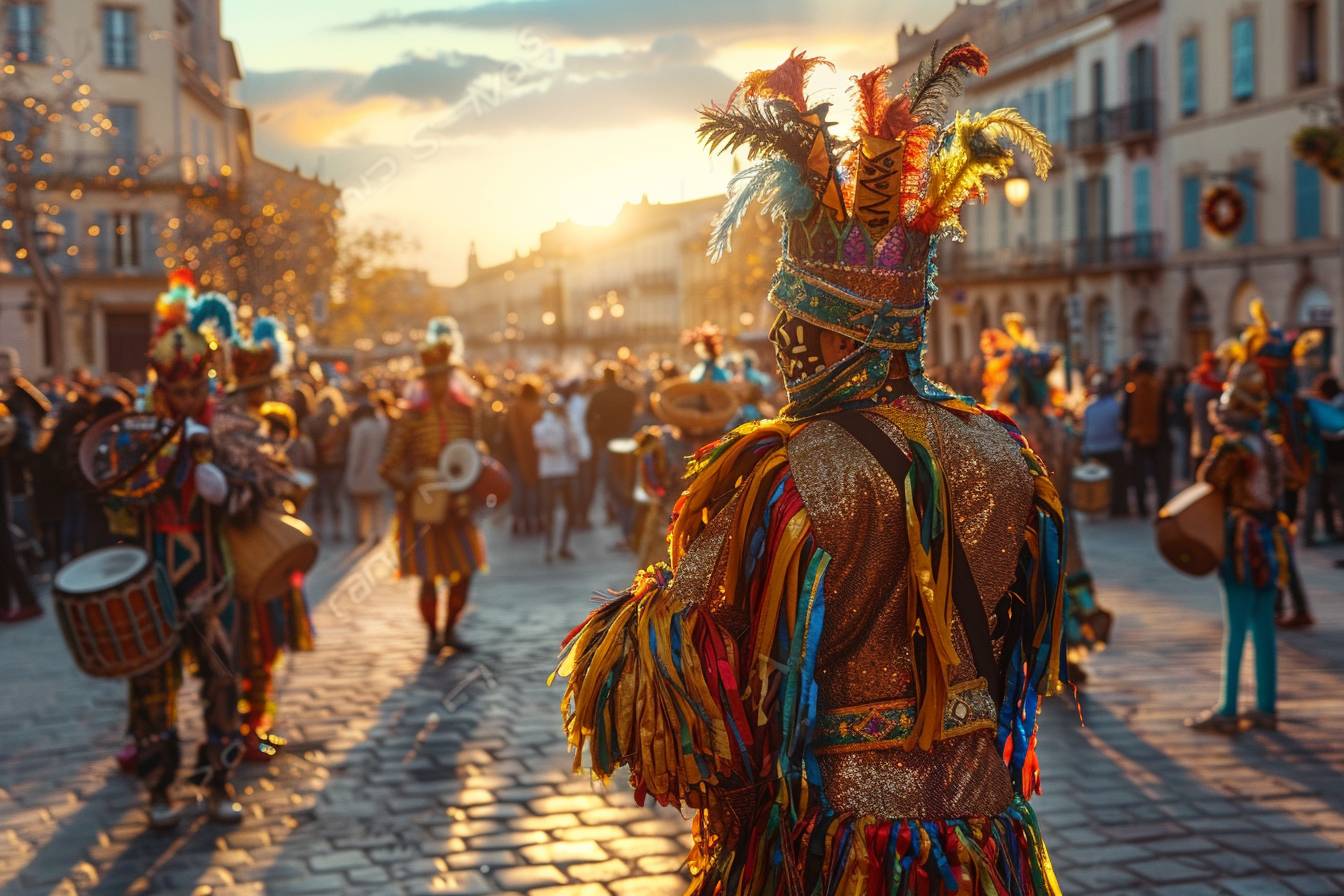 alt="Foule enjouée participant à un festival coloré en plein air à Perpignan, célébrant la culture locale et les traditions festives.